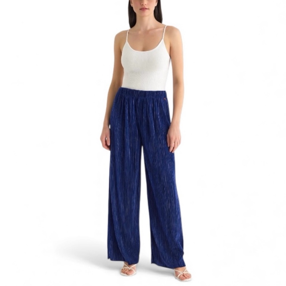 Rich & Royal Blue Accordion Pleated Pants Size Small
